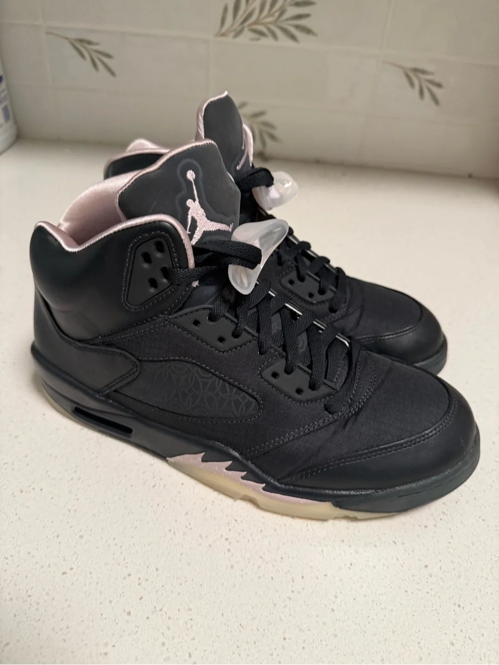 Jordan Black with Light Pink Accents High-Top Sneakers